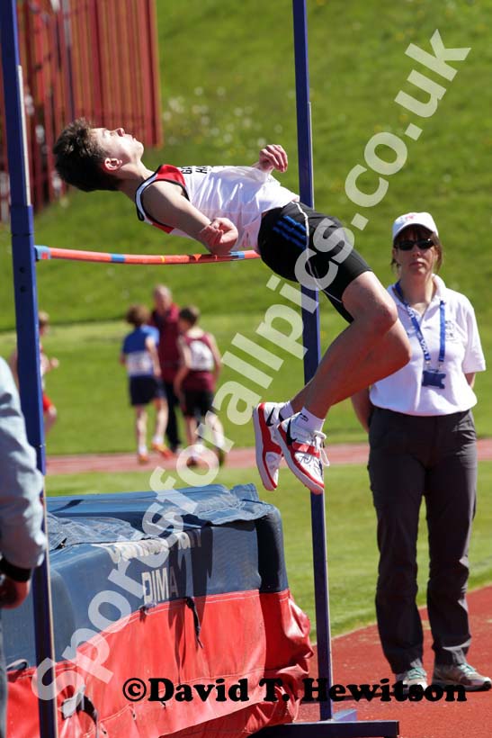 Scott Armstrong (Gateshead Harriers) winning the under-15s high jump.
